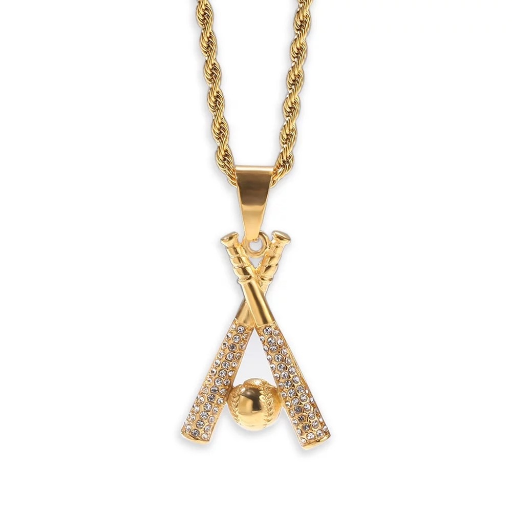 Stainless Steel baseball bat charm and necklace